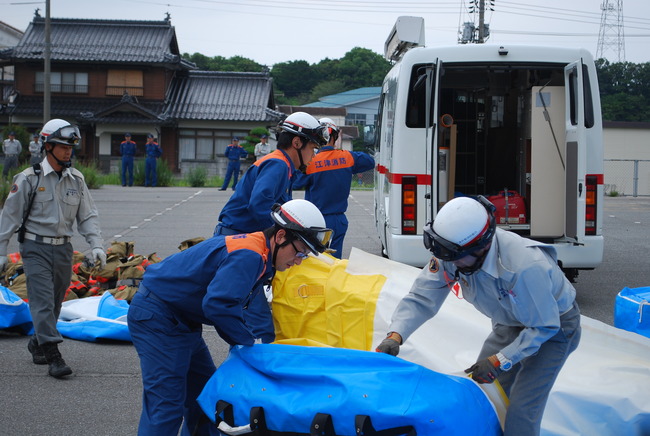 エアーテント設置準備